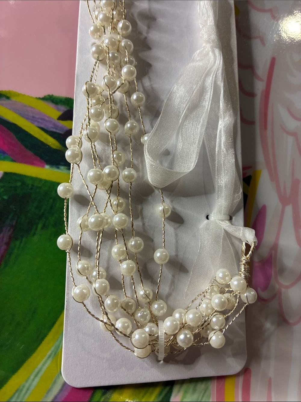 Multi-Strand Pearl Hair Accessory - Ivory - Picture 5 of 9